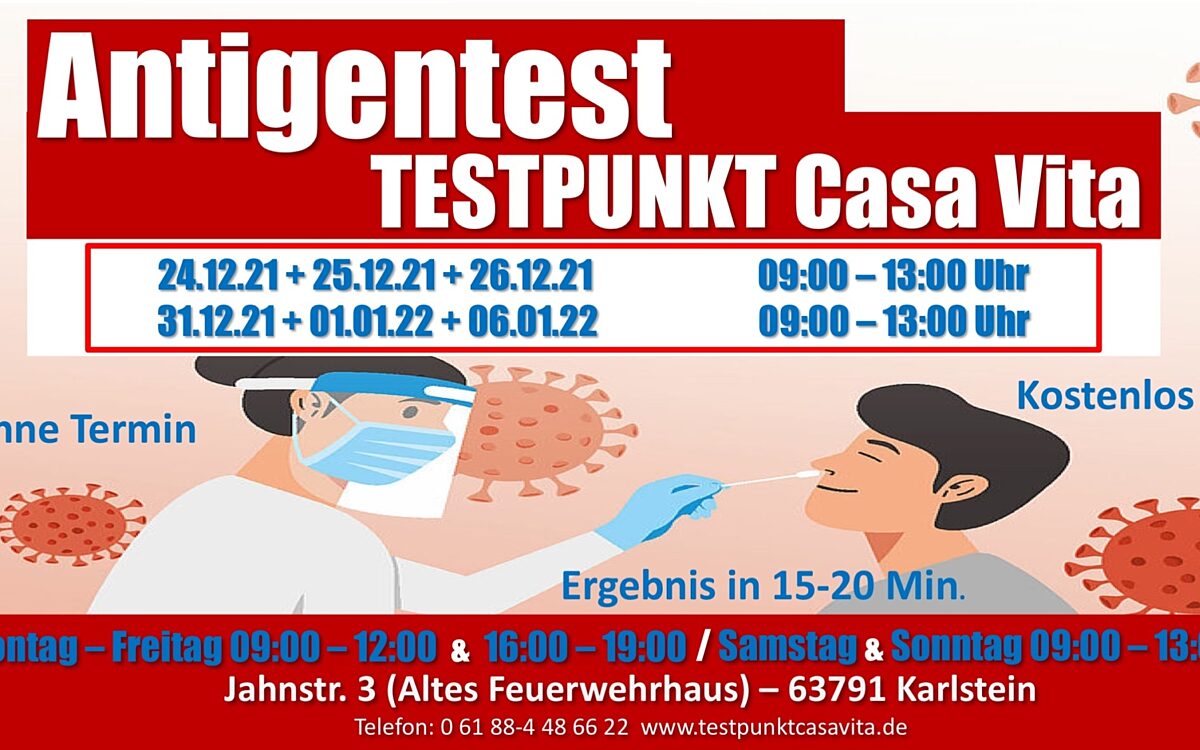 211221 Oeffnungszeiten Karlstein Testzentrum 211221 Oeffnungszeiten Karlstein Testzentrum