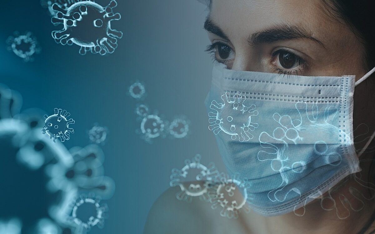 Corona Virus Maske Mundschutz blau Corona Virus Maske Mundschutz blau