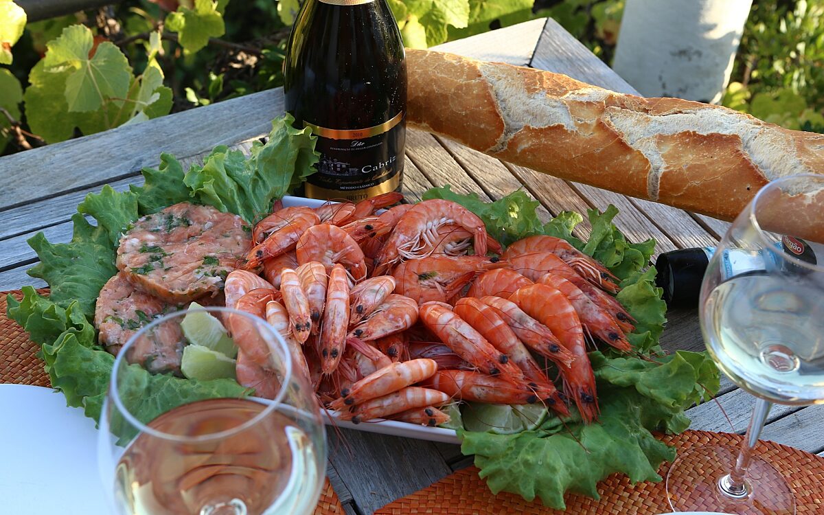 Garnelen Essen Fische Wein